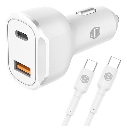 Cargador auto JD C-49 cable C-C Blanco